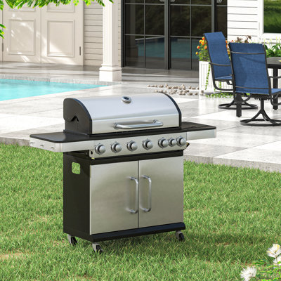 Stainless Propane Gas Grill With Side Burner