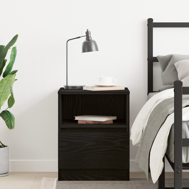 Gilleod Bedside Table, Black, 1