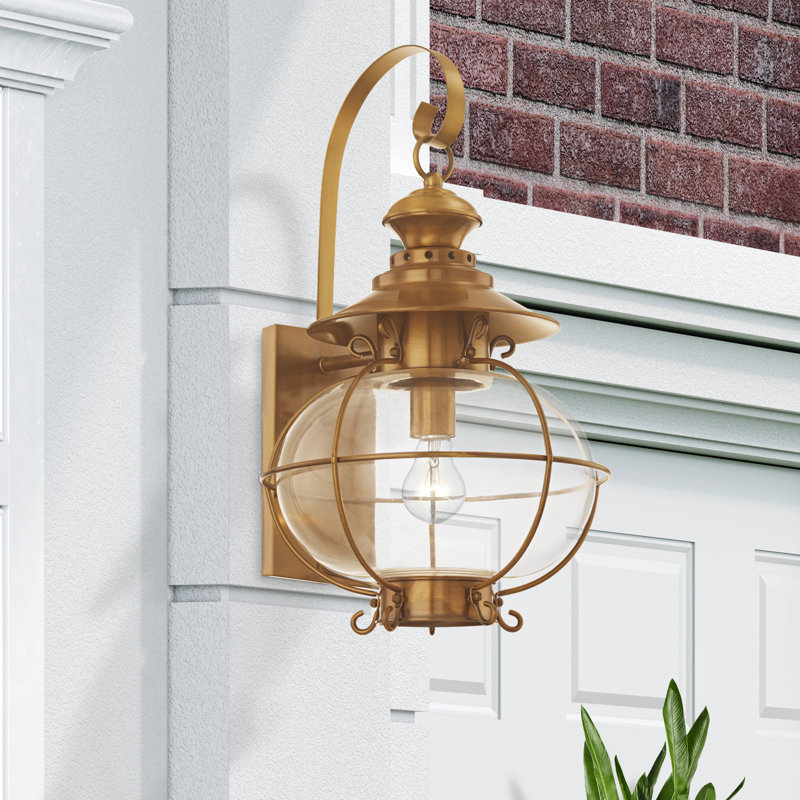 Shielo Solid Brass Wall Light, 20" H x 12.75" W x 13.75" D, Flemish Brass