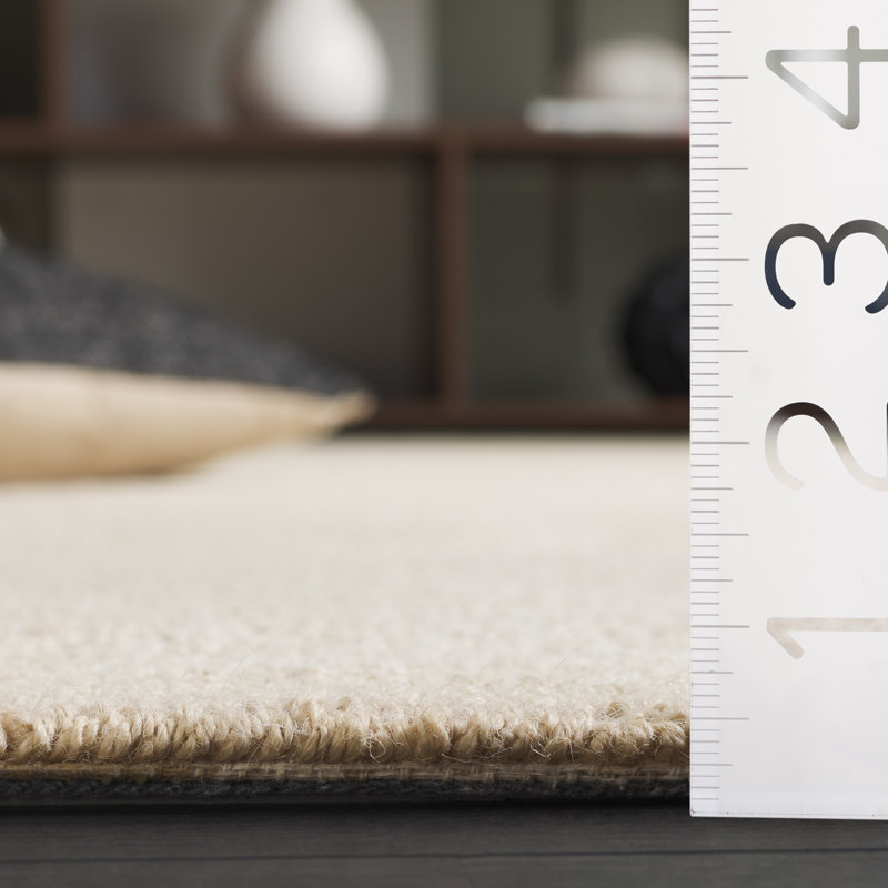 Metie Natural Fiber Hand Tufted Jute Cotton Solid Color Rug in Ivory, Runner 2'3" x 9'