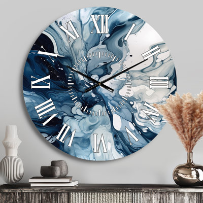 Blue Grey Ethereal Elixir I - Abstract White Face Wall Clock