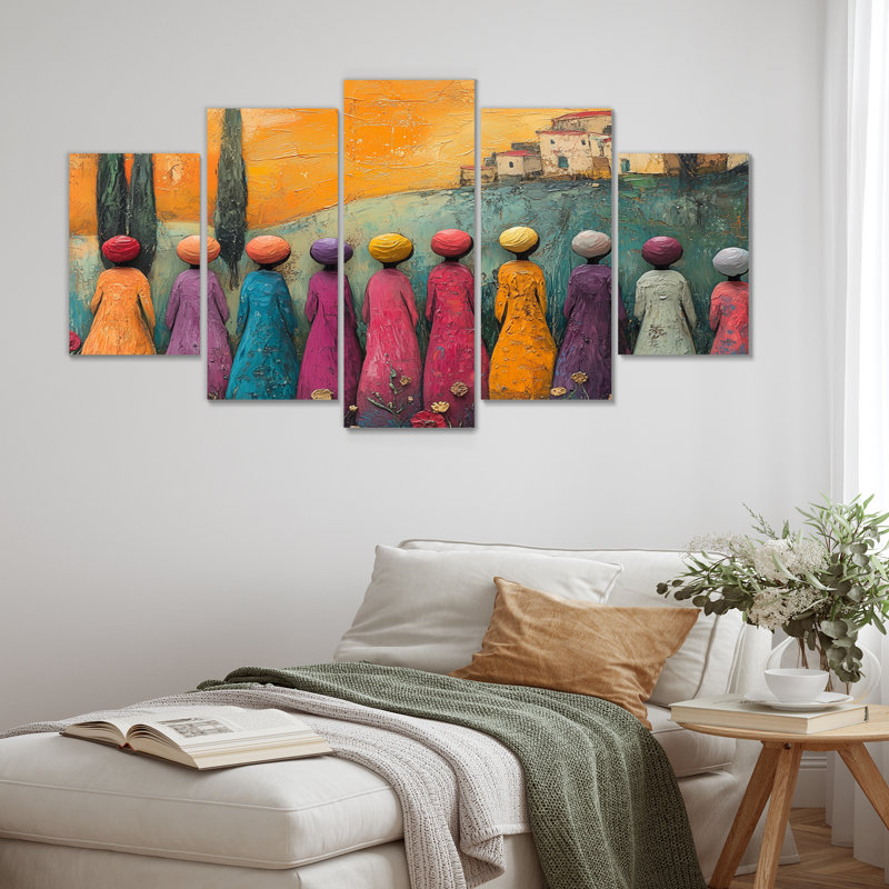 «Morocco Pink Vibrant Souk Scenes - Morocco Pottery», ensemble de reproduction d'art mural