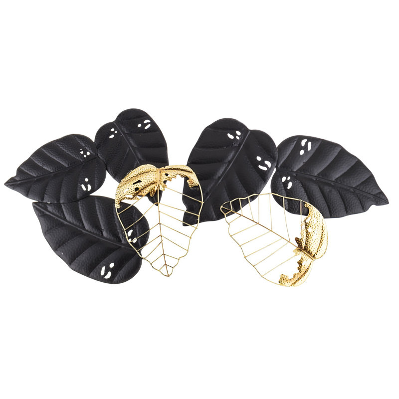 Glam Wall Decor on Metal, Black/Golden