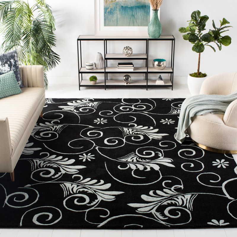 Tapis floral en laine touffeté à la main Avayah Soho, Rectangle 7 pi 6 po x 9 pi 6 po