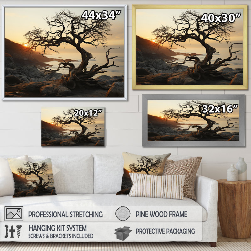 Photo de plage Sables d'or VI - impression, Cadre naturel flottant, H 12 po x l 20 po x P 1 po