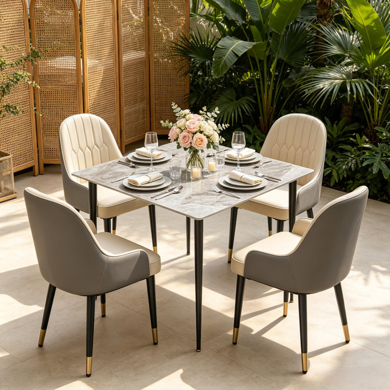 Dining Set, Grey, Light Khaki/Grey