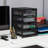 Metal Mesh Desktop File Storage Drawers Organizer - 10.25"L X 12.375"W X 16"H, Black