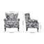 Vintage Floral Wingback Armchair with Black Rubberwood Legs