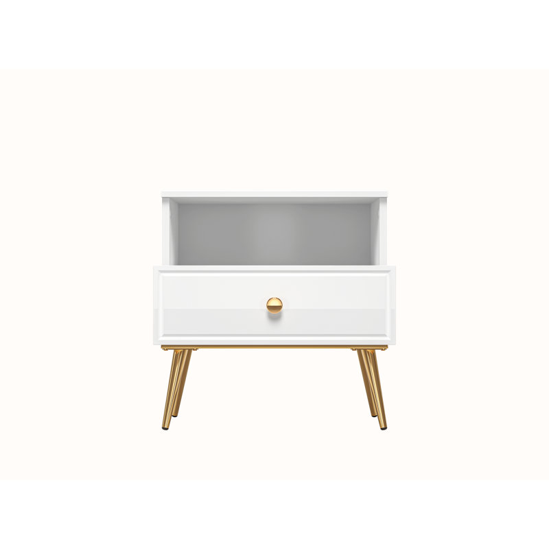 Amyna 50cm W Manufactured Wood Bedside Table
