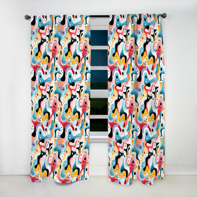 Rideau obscurcissant Mid-Century à motif géométrique pastel Mid-Century - 1 panneau