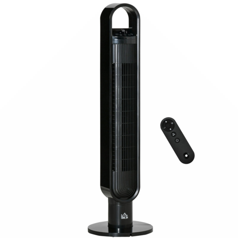 39.25" Tower Fan Cooling For Bedroom With 80° Oscillating, 3 Speed, 12H Timer, LED Sensor Panel, Remote Control, Handle, Black