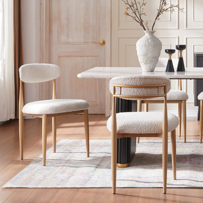 Velora 2 Pieces Dining Chair, Upholstered Side Chair With Wood Grain Metal Frame