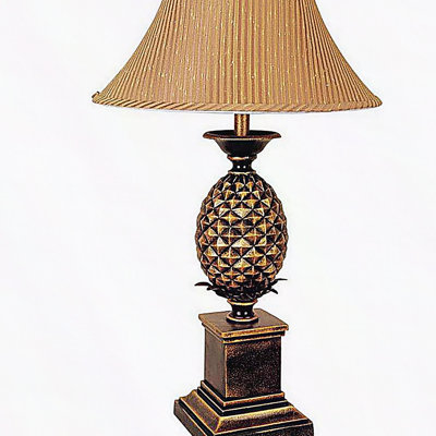 Lampe de table haute 32 po en métal avec finition or antique, design ananas