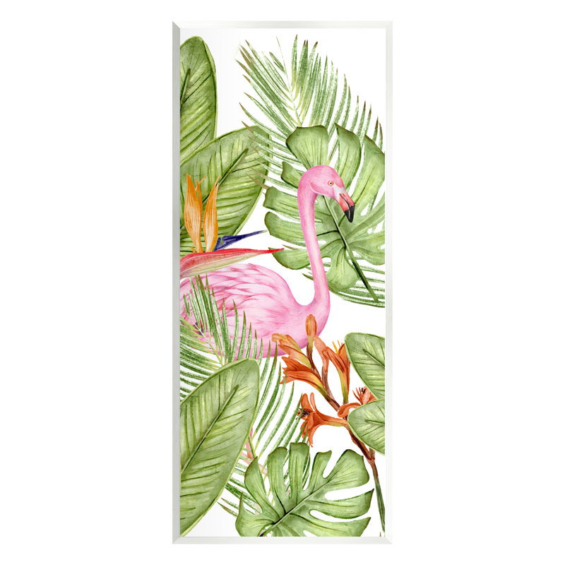 " Flamingo & Monstera Leaves " by Kim Allen