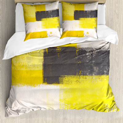 Fatima Yellow/Brown/White 100% Brushed Microfibre Duvet Cover Set