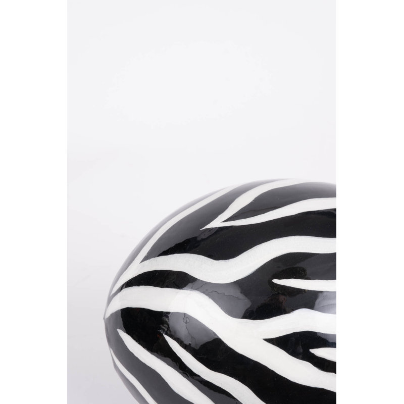 Painted Ostrich Egg Sculpture, Black/White