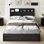 Structure de lit pour grand lit avec station de charge Tryston, noir