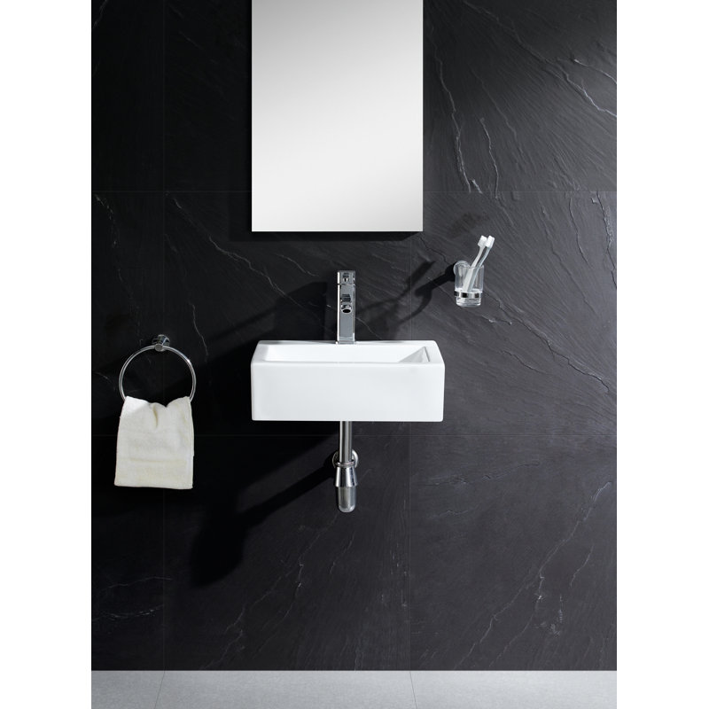 Vitreous China Rectangular Wall Mount Bathroom Sink