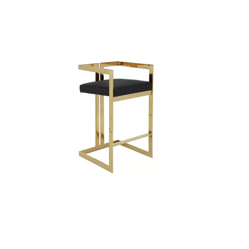 Steel Accent Stool, Gold, Black