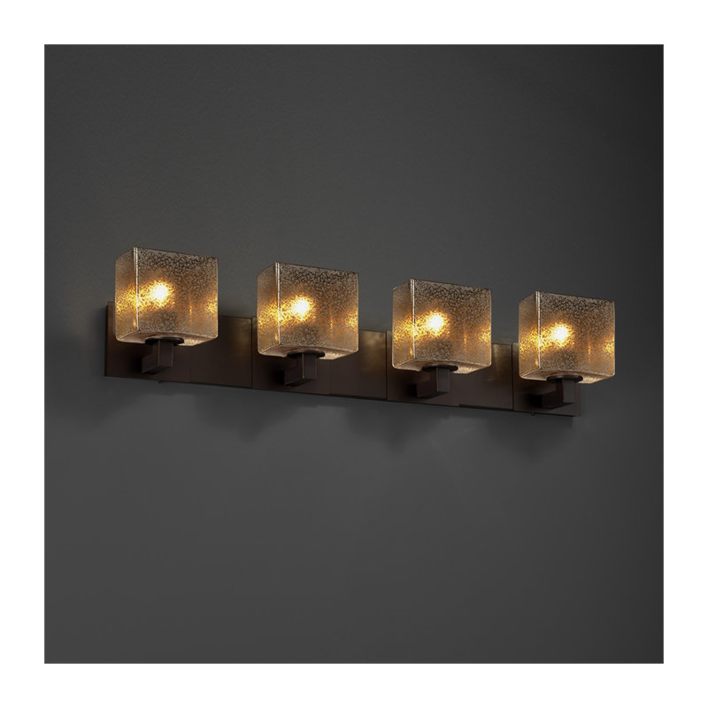 Éclairage pour meuble-lavabo 4 lumières Casson, Opale, Bronze foncé