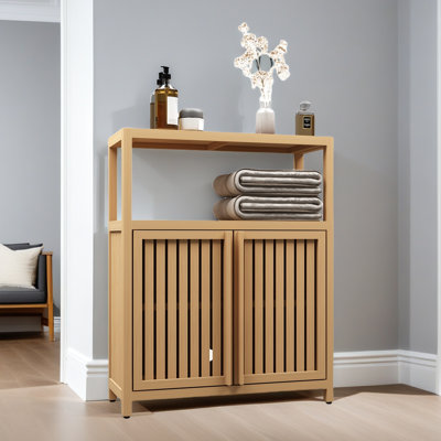 Armoire de rangement en bambou de grande capacité pour salle de bain