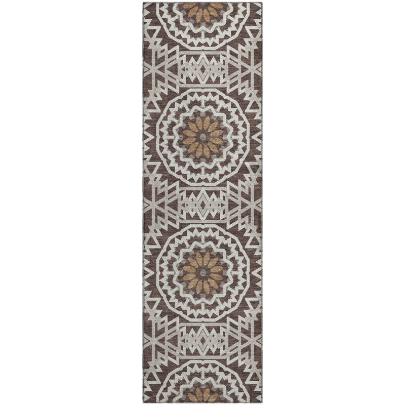 Premium Machine Washable Cerrito Chocolate Rug, Runner 2'3" x 7'6"