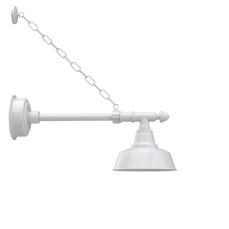 Luminaire de grange d’extérieur à del Vandervliet, H 9 po x l 10 po x p 26 po, Blanc