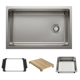 Inteos SILGRANIT 30" Single Bowl Reversible Undermount Workstation Kitchen Sink - White