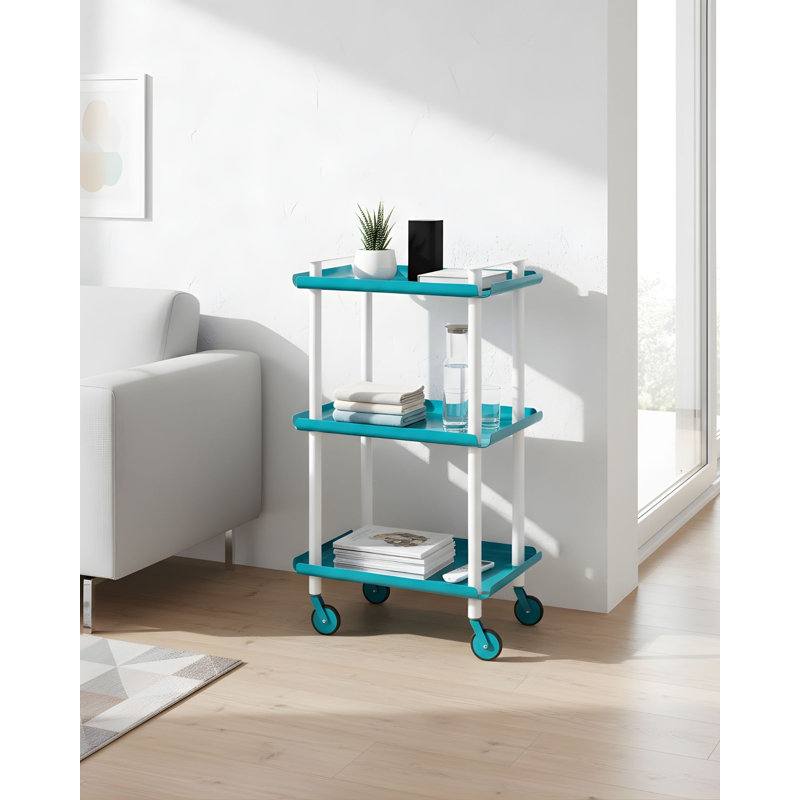 Zeigler Serving Cart, White, Blue