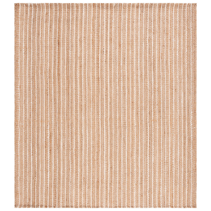 Yael Natural Fiber Jute & Coir Striped Rug, Square 7'