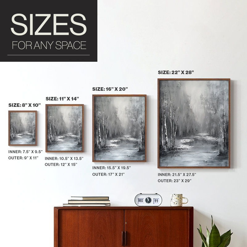 «LANDSCAPES Series Lxxxx», reproduction encadrée - bois massif, H 15 po x l 12 po, Noyer