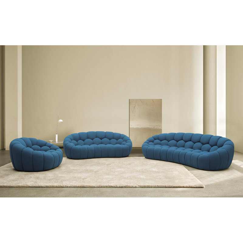Ensemble de salon 3 pièces Blodget, Bleu sarcelle foncé