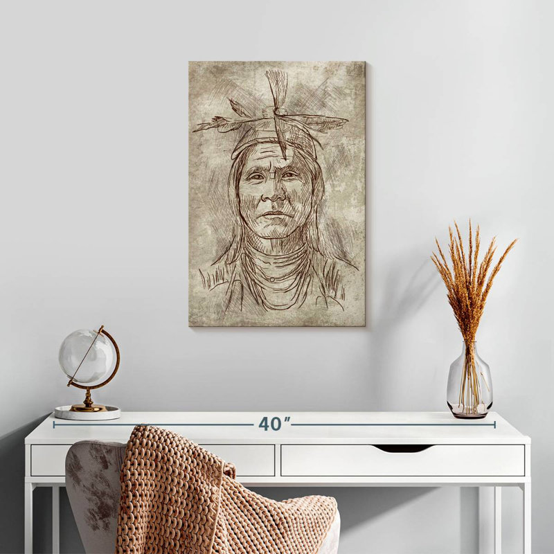 Lelar American Indian Sketch, 24" H x 16" W
