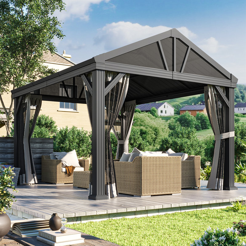 Metal Gazebo 12 Feet Wide X 10 Feet Deep Patio Pergola