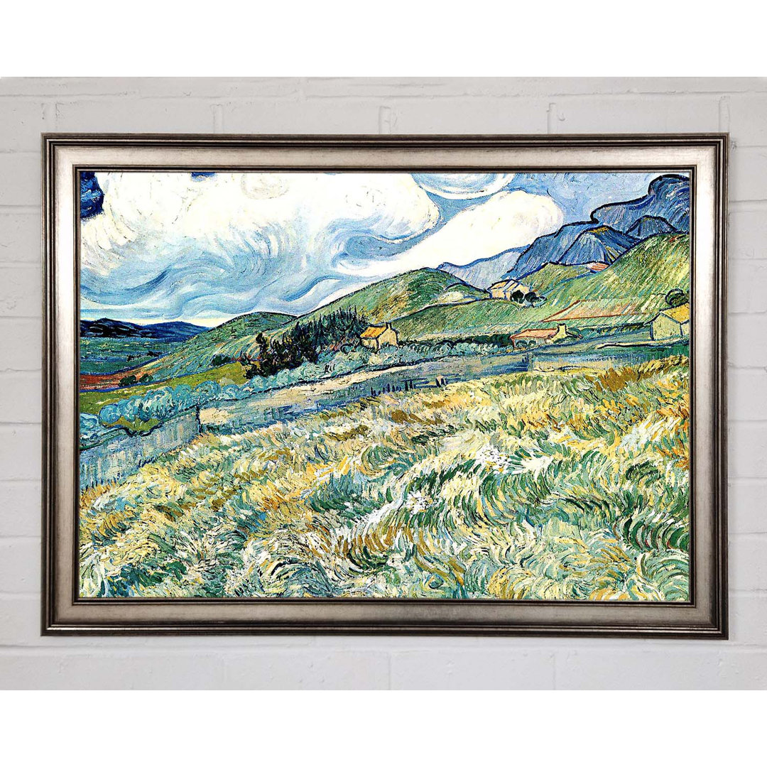 Gerahmtes Leinwandbild Mountain Landscape Behind The Hospital Saint-Paul von Van Gogh