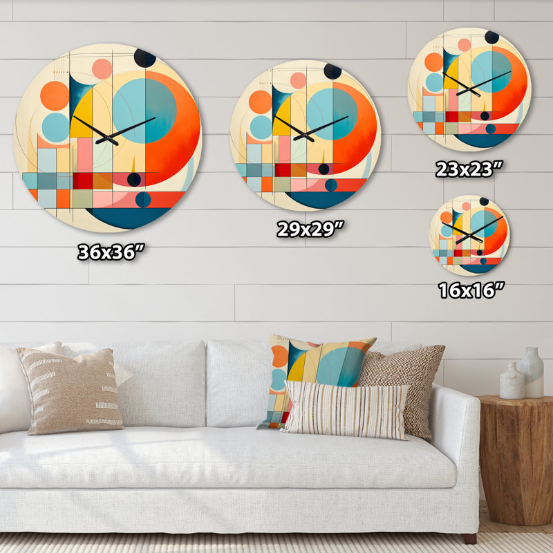 Horloge murale Serendipity Mid-Century Geometrics IV, Moyenne
