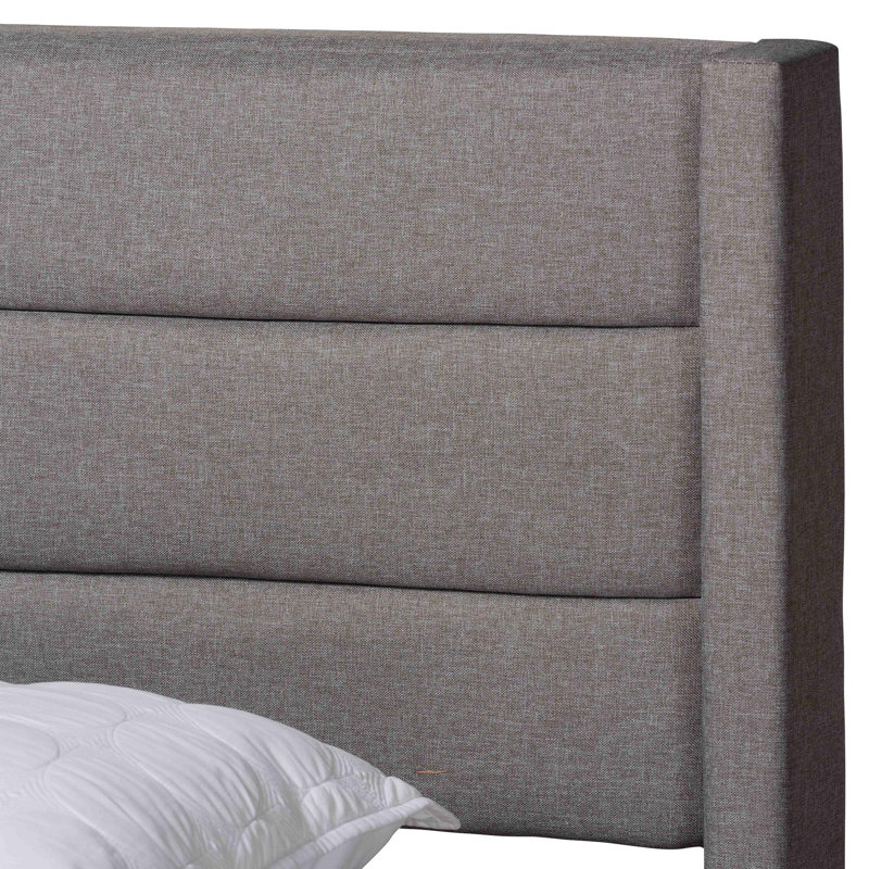 Upholstered Wingback Storage Bed, Light Gray, Queen
