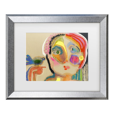  Framed Wall Art - Wyanne ‘The Talker’ Wall Decor with Matted Frame - Living Room, Kitchen, and Bathroom Art - 16x20