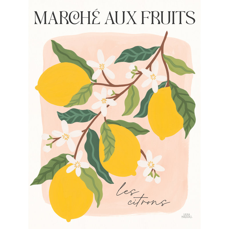 Marche aux fruits II par Laura Marshall, Imprimé avec cadre blanc, Oui, H 16 po x l 12 po x P 1,25 po