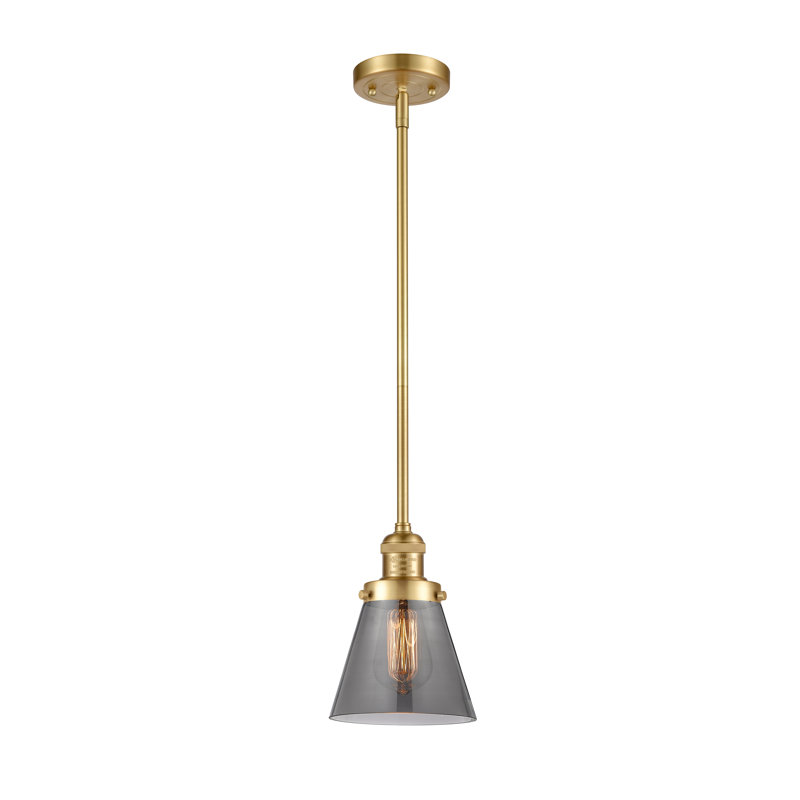 Milardo 1 - Light Single Pendant, Smoked, 8" H x 6" W x 6" D, Satin Gold