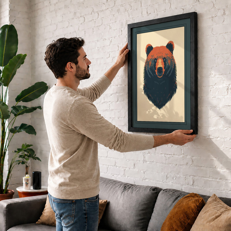Bear Portrait Modern - Framed Print, Unframed, A4 - 29.7 x 21.0 cm
