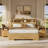 2-Drawer Wide Nightstand with Outlets, 24.8''H Wood Bedside Table with Drawers & Open Storage-1037716742-1037522140