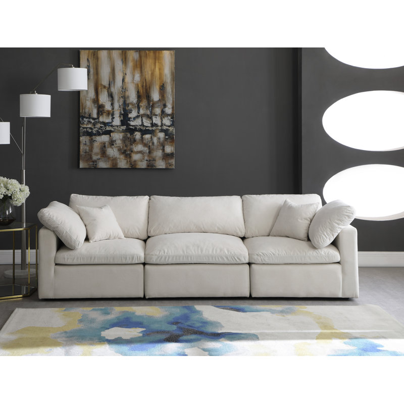 Atis 105'' Velvet Sofa, Cream Velvet