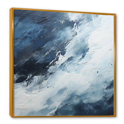 Minimalism Black And Blue Paint Wave I - Abstract Canvas Prints