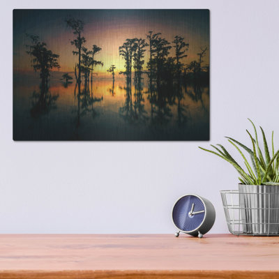 «Dawn on Lake Maurepas Oil Paint» par Rick Berk, art mural en métal