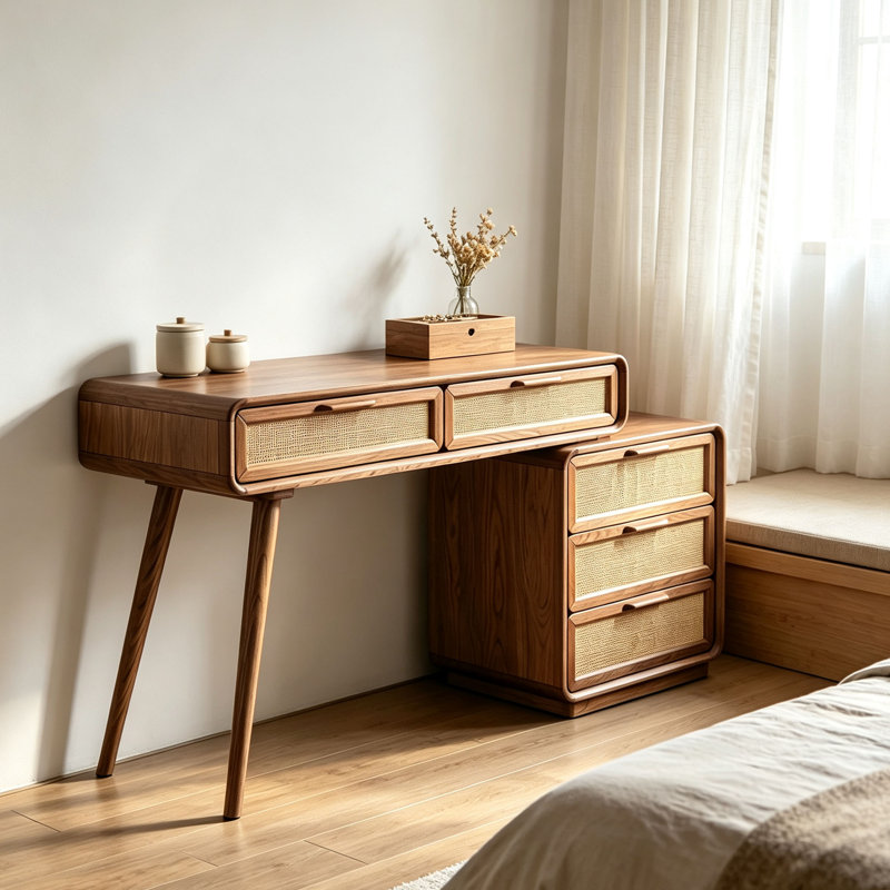 Coiffeuse de chambre de style japonais, Marron foncé
