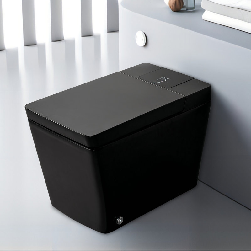 Toilette à bidet HUCI Intelligent GPF 1,28 gallons GPF, Noir mat