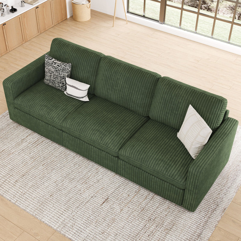 Canapé modulaire Hymes avec housse de coussin amovible, Velours côtelé vert
