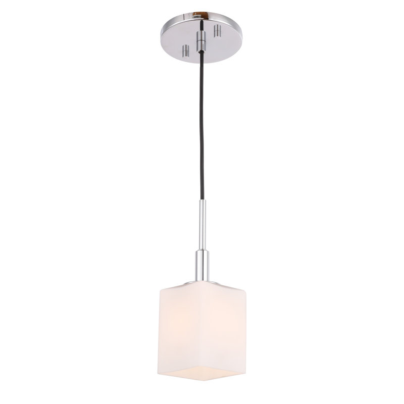 Luminaire suspendu carré 1 lumières Thiede, Chrome, Halogène