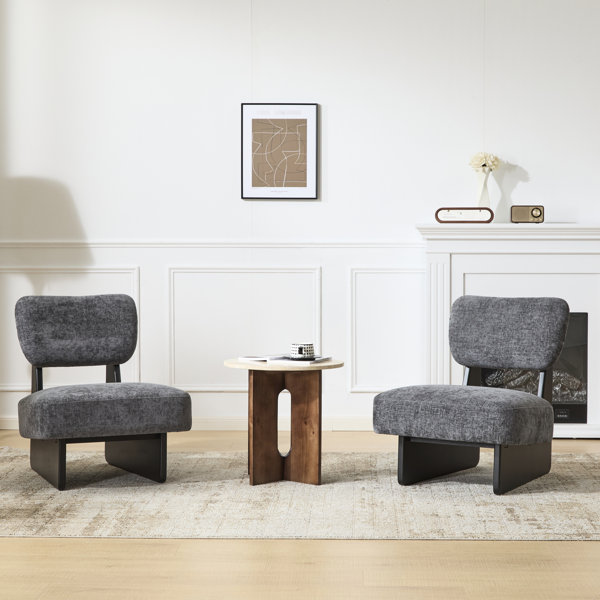 Ebern Designs Modern Lounge Chair Of 2 With Upholstery, Wood Base ...